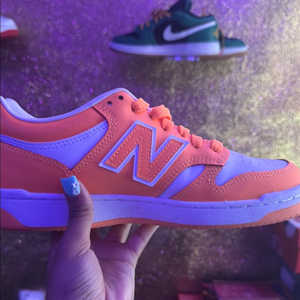 New Balance Orange and White Sneakers